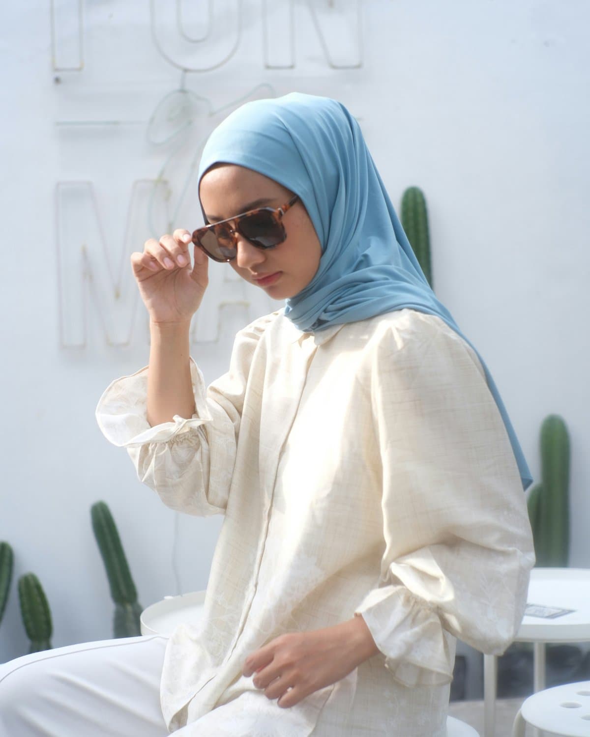 Soft mint textured hijab for everyday styling